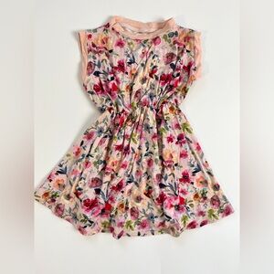 Handmade Bamboo Floral Toddler Girls Dress in Pink